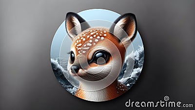 AI Generated Realistic Digital Painting of a Fox and Deer in a Winter Wonderland Stock Photo