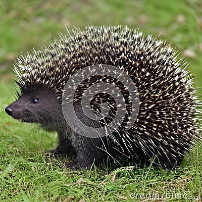 AI generated realistic image of a porcupine with body full of needles Stock Photo