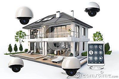Monitored, hidden cameras and automated alert systems implemented by a creative, watchful team enhance security concepts for preve Cartoon Illustration