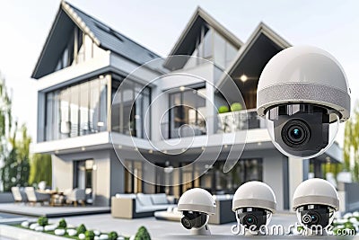 Seamless tech integration and high-resolution surveillance systems integrate with security and video monitoring for comprehensive Cartoon Illustration