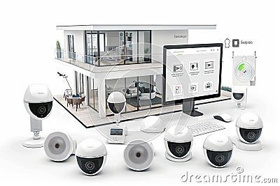 Optimize your security measures with a comprehensive system that includes CCTV, secure lighting, and precise motion detection tech Cartoon Illustration