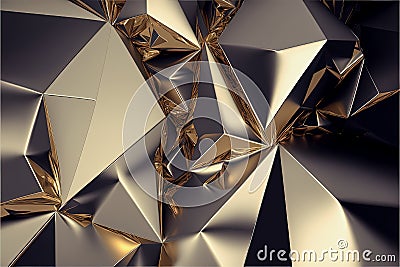 Ai generated silver golden metal crystal structured background Cartoon Illustration