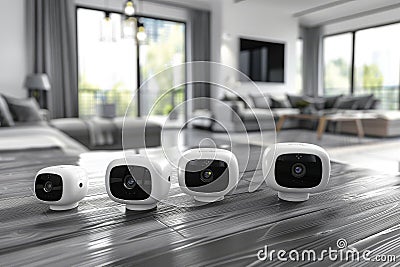 Advanced electronic defenses in high tech homes enhance secure home automation with precision detection systems. Cartoon Illustration