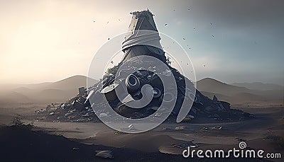 Trash Overload: The Grim Fate of Our Planet - A Striking Blender Render, Made with Generative AI Stock Photo