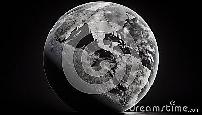 Earth's Solemn Beauty - A Monochromatic View of Our Planet, Made with Generative AI Stock Photo