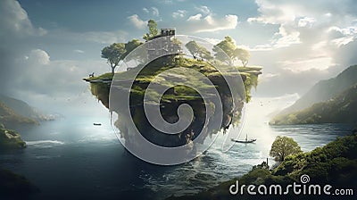 Surreal Landscape, Made with Generative AI Stock Photo