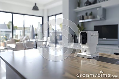 Voice activated alarms and remote command technologies integrate with security and broad network systems for enhanced smart home p Cartoon Illustration