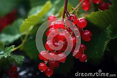 close-up of a redcurrant with water drops on blurred background Stock Photo