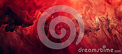 AI Generative Fiery Red and Deep Black Abstract Backdrop with Swirling Patterns Stock Photo