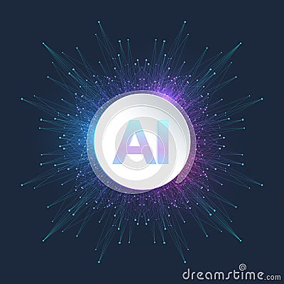 AI Generative Banner Concept In The Digital Style. Generative Ideas Design Element For Internet Technology. Futuristic Stock Photo
