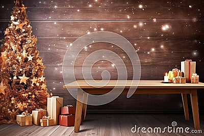 Ai generative. Christmas time and desk with free space Stock Photo