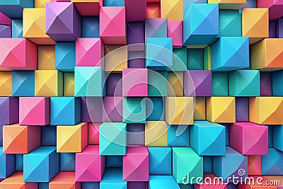 ai generative colorful 3d cube pattern Stock Photo