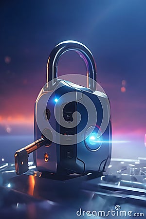 Data protection encryption technology concept background , lock and key banner with copy space text Stock Photo