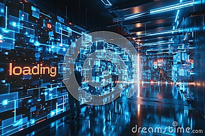 ai generative digital hologram loading screen Stock Photo