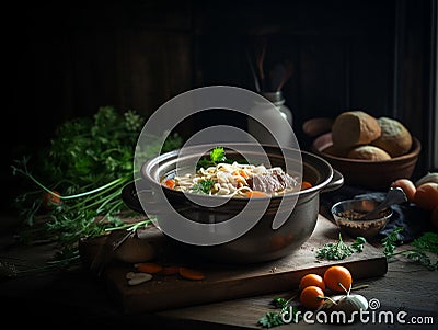 chicken noodle soup Stock Photo