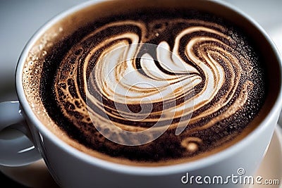 Super closeup view of cup of Coffee with Cream - Coffee art Stock Photo