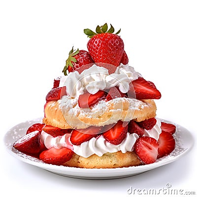 Strawberry shortcake with whipped cream Stock Photo