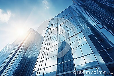 Ai generative. View of modern business skyscrapers glass and sky Stock Photo