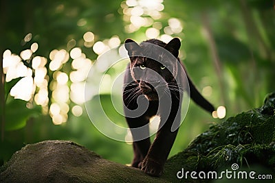 An AI generative image from a young panther inside the jungle Stock Photo