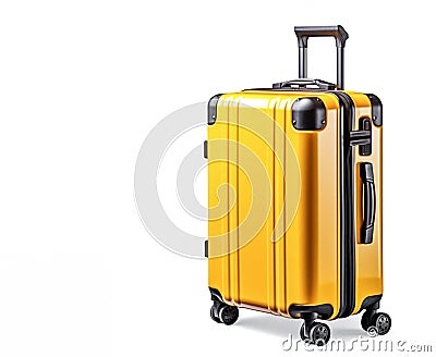 Ai generative. Large yellow suitcase on white Stock Photo