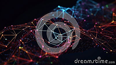 Ai generative. Network connection of points and lines Stock Photo