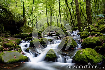 Enchanting Forest and Freshwater Streams Stock Photo