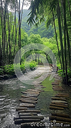 AI generative photography Beautiful house in a rural biome forest Stock Photo