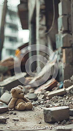 AI generative photography of buildings, condominiums, houses, and cities destroyed by war Destruction Stock Photo