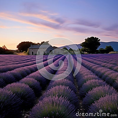 AI generative photography Photographing the lavender fields Stock Photo