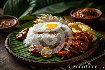 Ai Generative Rice with curry paste and fried egg, Thai traditional food Stock Photo