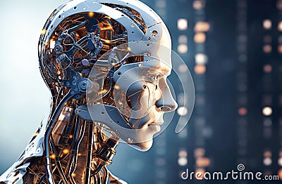Ai generative. Robot face, Artificial intelligence concept Stock Photo