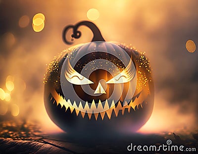 AI Generative a scary jack-o-lantern pumpkin for haloween Stock Photo