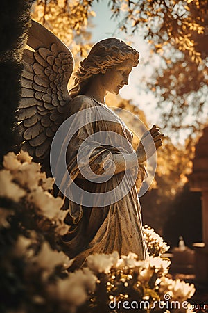 AI Generative - Seraphic Silhouettes: Graceful Angel Art Stock Photo