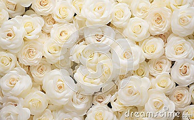 Ai generative. Wall of natural cream roses Stock Photo