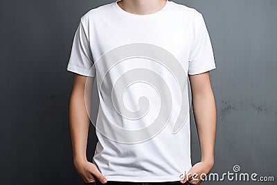 Ai generative. Young man wearing blank white t-shirt Stock Photo