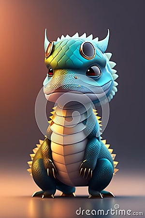 ai generator, artificial intelligence, neural network image. the new year of the dragon 2024. bright lizard, little dragon Stock Photo
