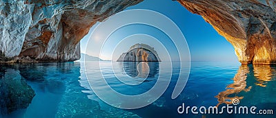 AI generator image of Marble Caves Stock Photo