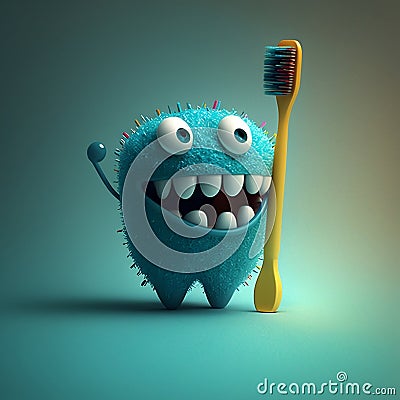 one tooth and toothbrush isolated on light blue background Stock Photo