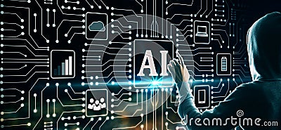 AI and hacking concept Stock Photo