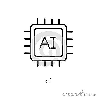 AI icon. Trendy modern flat linear vector AI icon on white background from thin line Artificial Intelligence, Future Technology c Vector Illustration