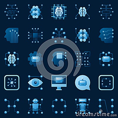 AI icons set. Vector artificial intelligence logo elements Vector Illustration
