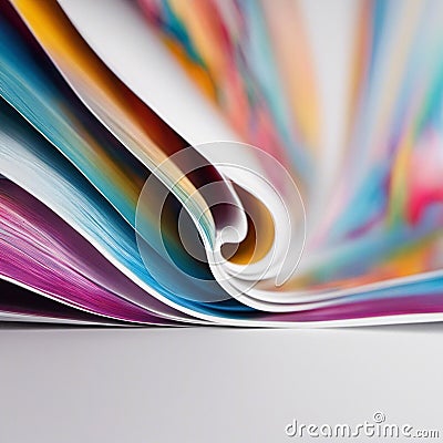 An AI illustration of the pages are showing some colors and lines of paper with one side in the midd Cartoon Illustration