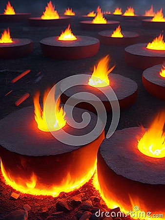 Little Fires burning everywhere ai image with flames galore Stock Photo