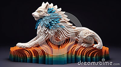 Ai Image Generative Abstract form of lion Indian Independence Day. Stock Photo