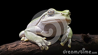 Ai Image Generative Photograph closeup of Animal that is a chubby Australian tree frog Stock Photo