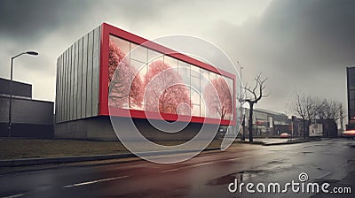 Ai Image Generative photography of outdoor advertisement on warehouse. Stock Photo