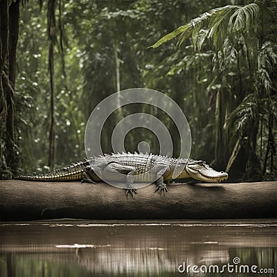 AI Images - Crocodile in The Amazon Forest Stock Photo