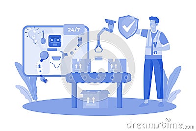 AI improves efficiency in various industries Vector Illustration