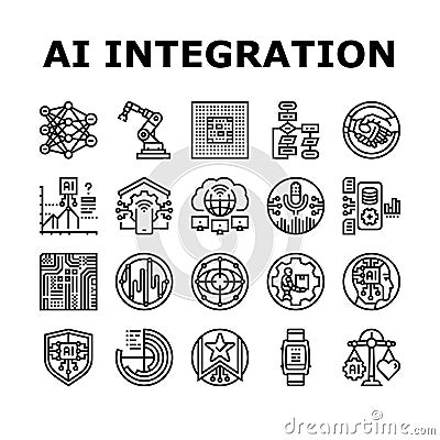 ai integration automation icons set vector Vector Illustration