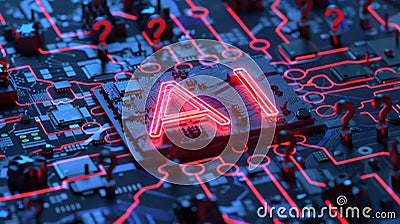 AI and Its Limitations Concept on Circuit Board Stock Photo